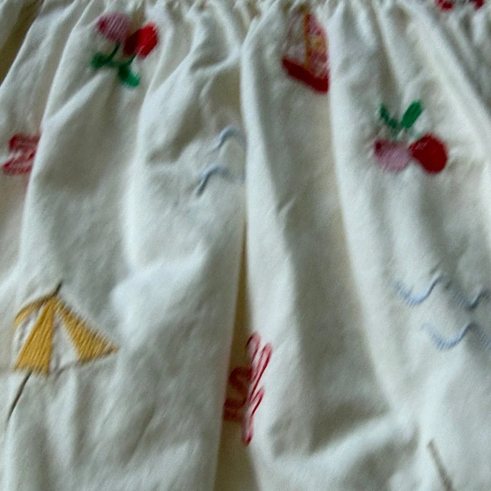 GAP Cream Sundress with Colorful Embroidery